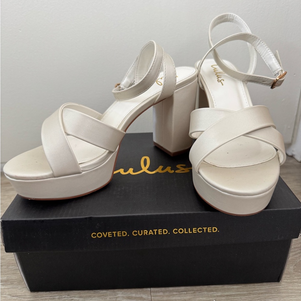 Lulus Selah Ivory Ankle Strap Heels